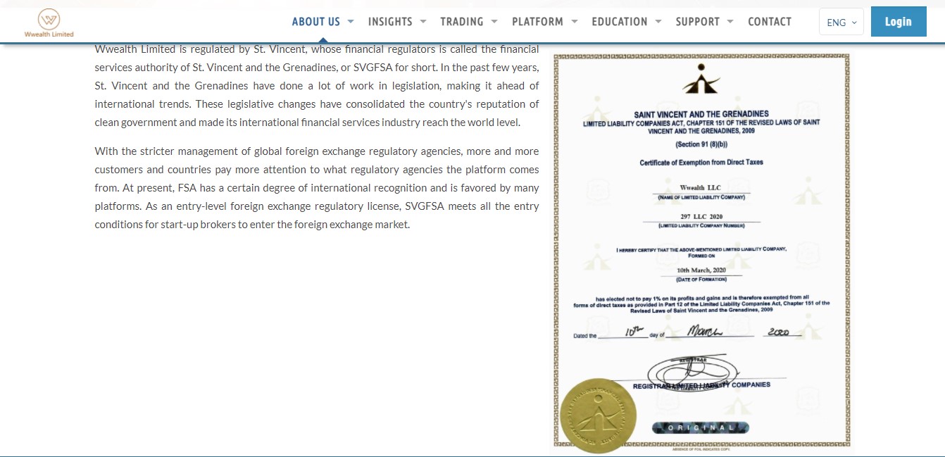 Le certificat que brandit Wwealth Limited sur Welathy-oversea.com.