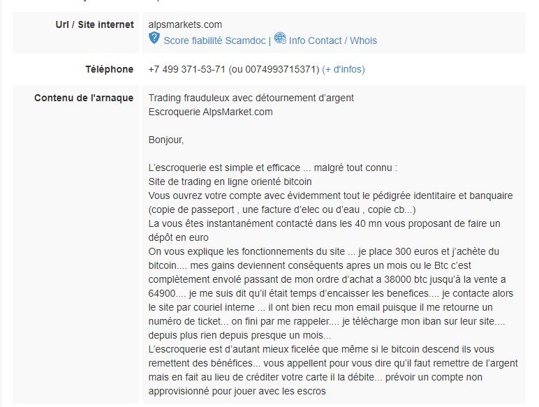 Témoignage de victime conservé avec l'enquête de 2021.