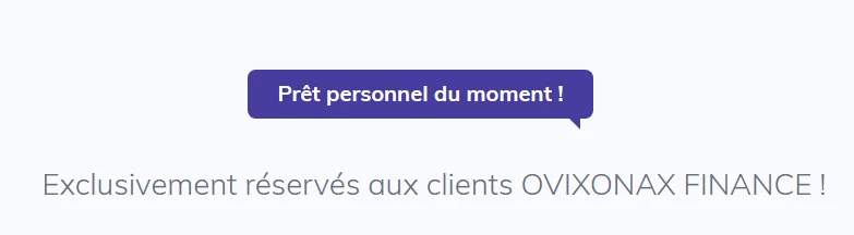 Offres de prêts mises en avant par la fausse banque Ovixonax
