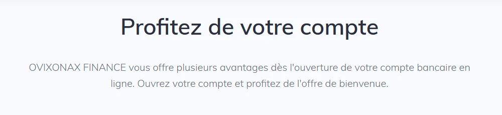 Slogan Profitez de votre compte affiché par la fausse banque Ovixonax