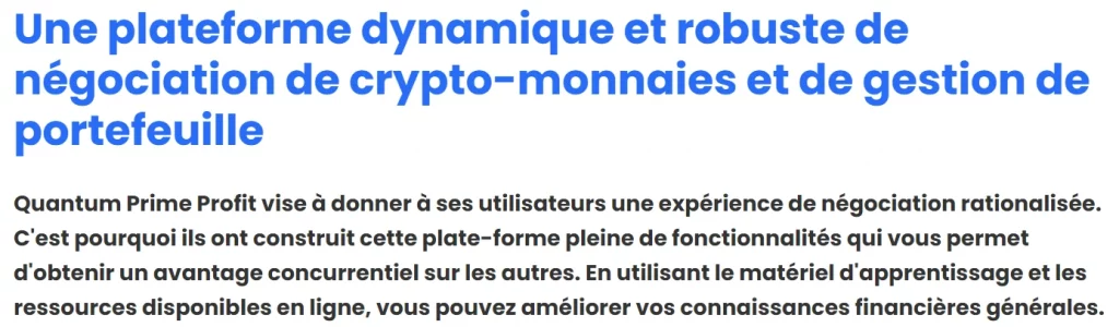 Quantum Prime Profit l'arnaque se cache derrière un contenu riche et varié, mais les mentions légales manquent à l'appel