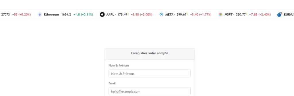 Agifor finance, arnaque en ligne avec un bandeau de cotations réelles