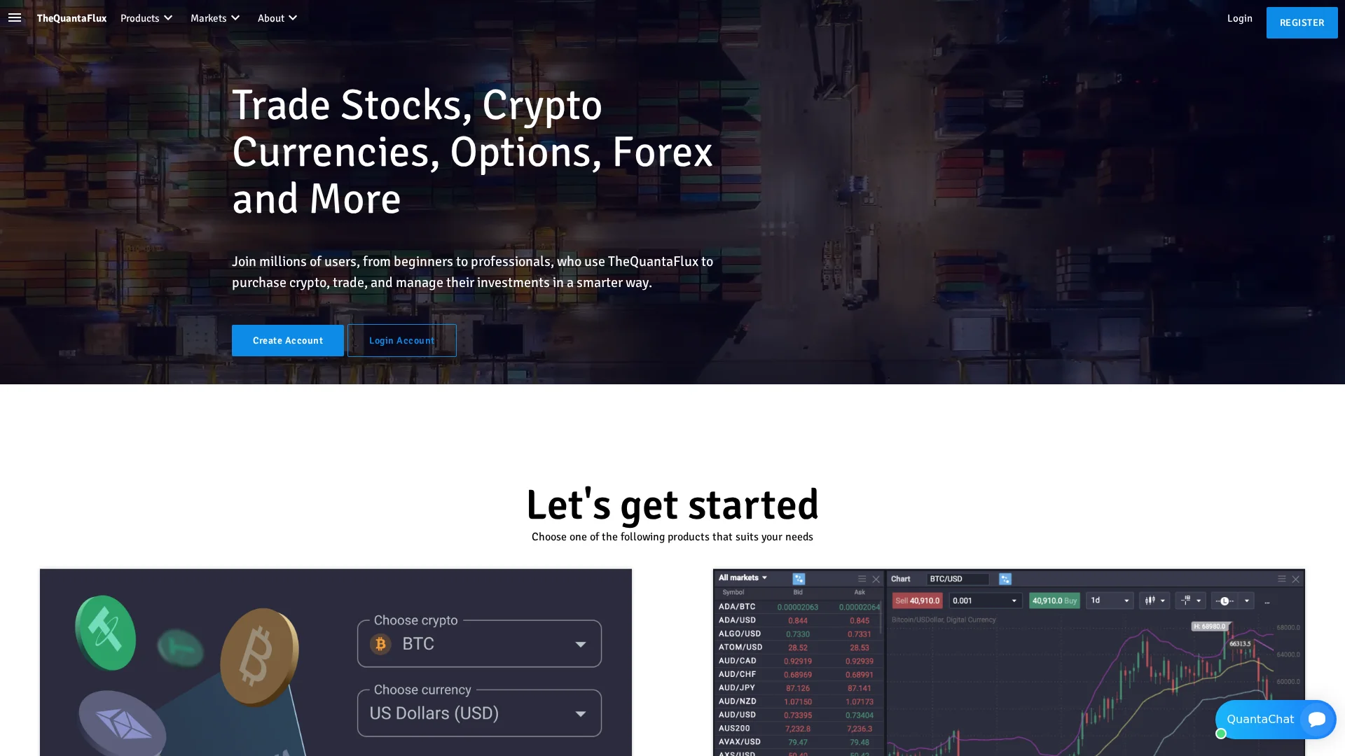 Page d'accueil du site thequantaflux.com
