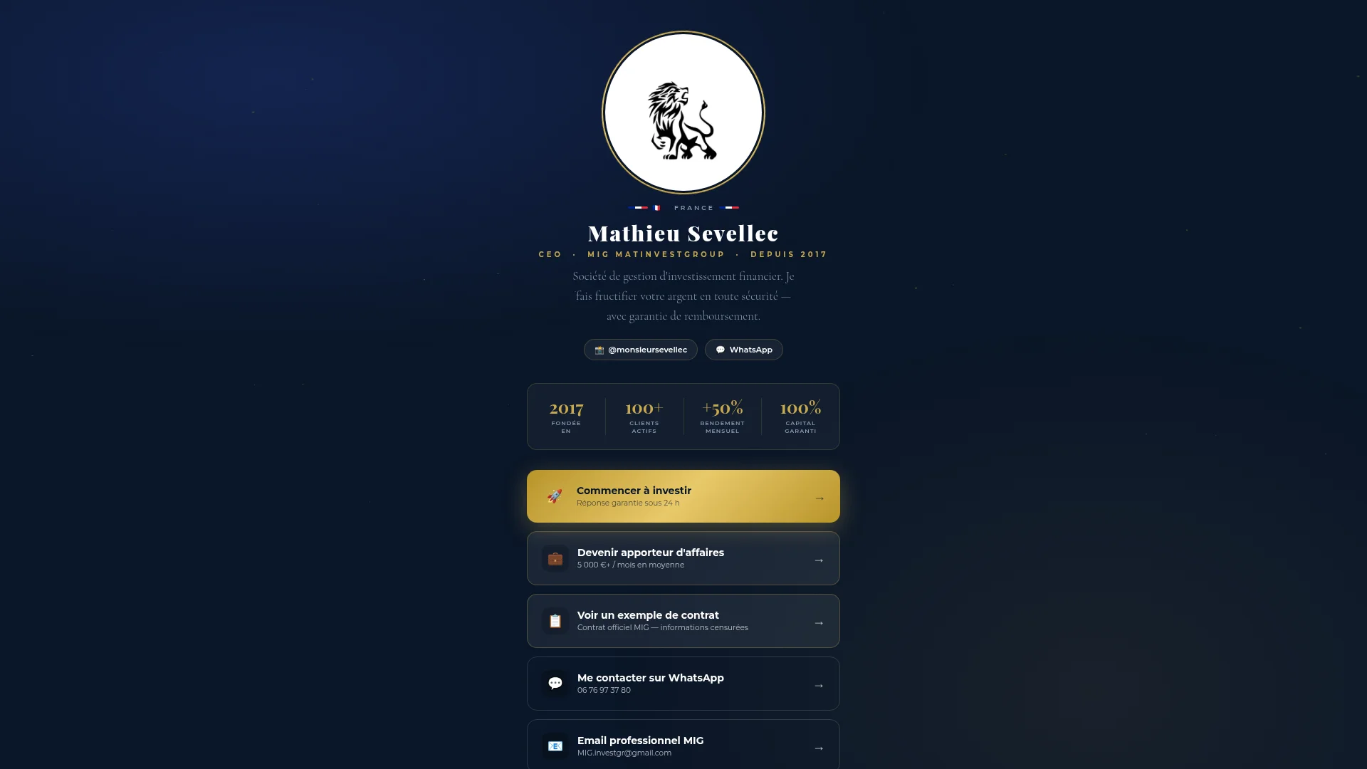 Page d'accueil de Mathieu Sevellec — MIG MatInvestGroup