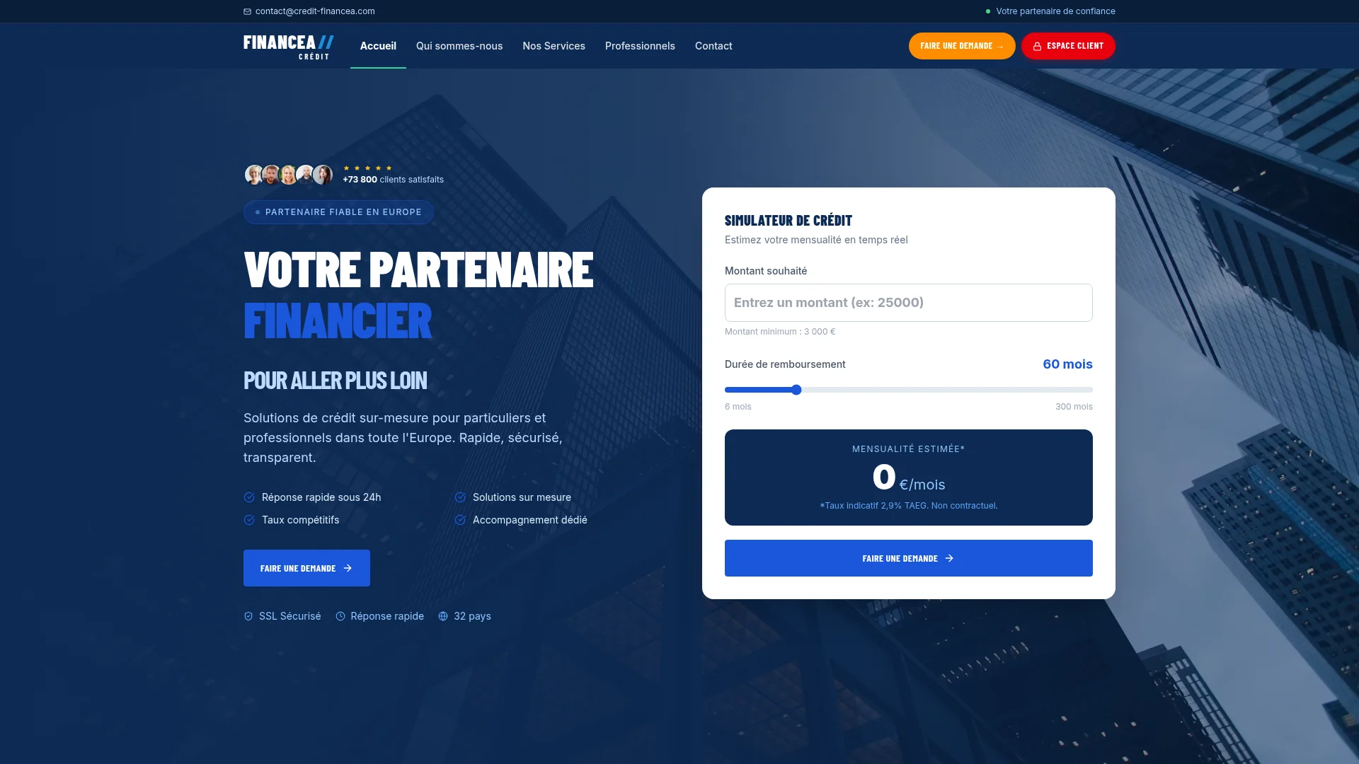 Capture de la page d'accueil de credit-financea.com