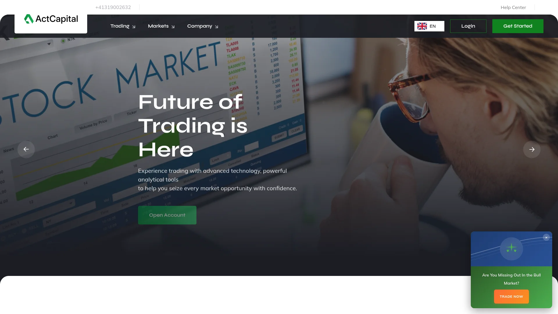 Capture de la page d'accueil act-capital.io