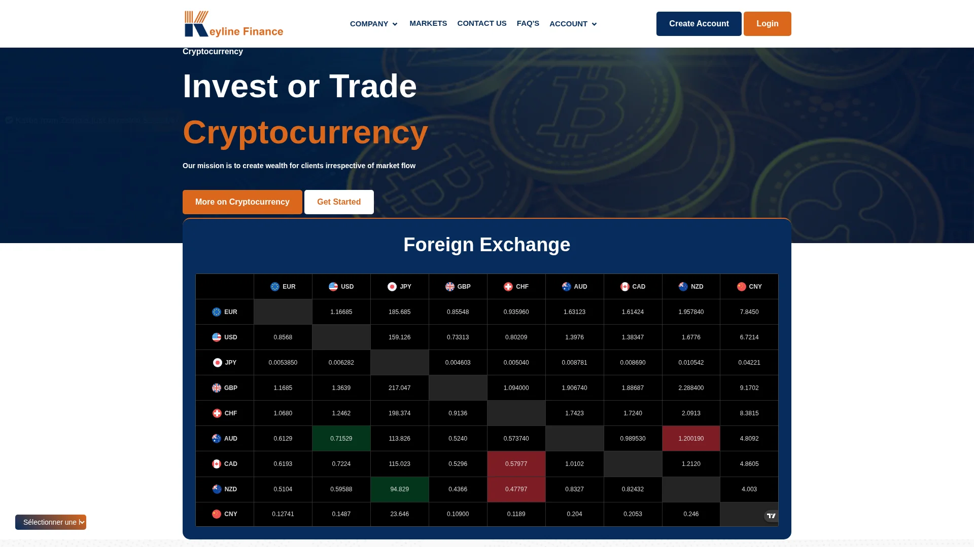 Capture de la page d'accueil de keylinefinance.com