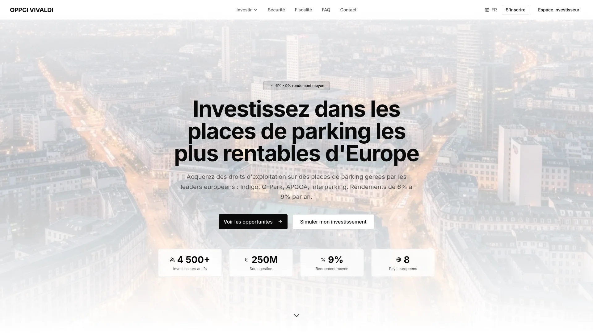 Capture du site vivaldiiparking.com — usurpation AMF, investissement parking frauduleux