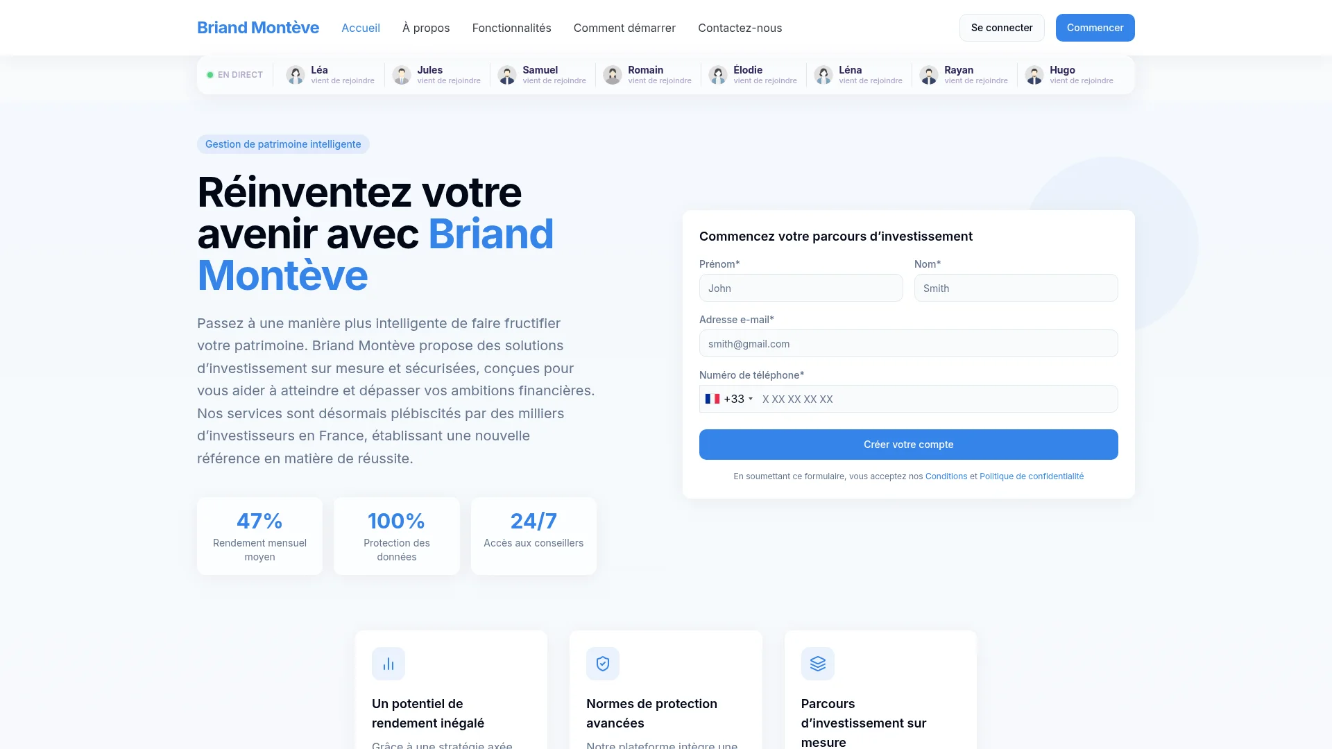 Capture d'écran de la page d'accueil de briandmonteve-ai.com le 2 septembre 2026