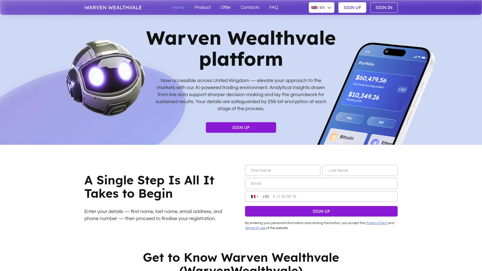 Capture de la page d'accueil de warven-wealthvale.com