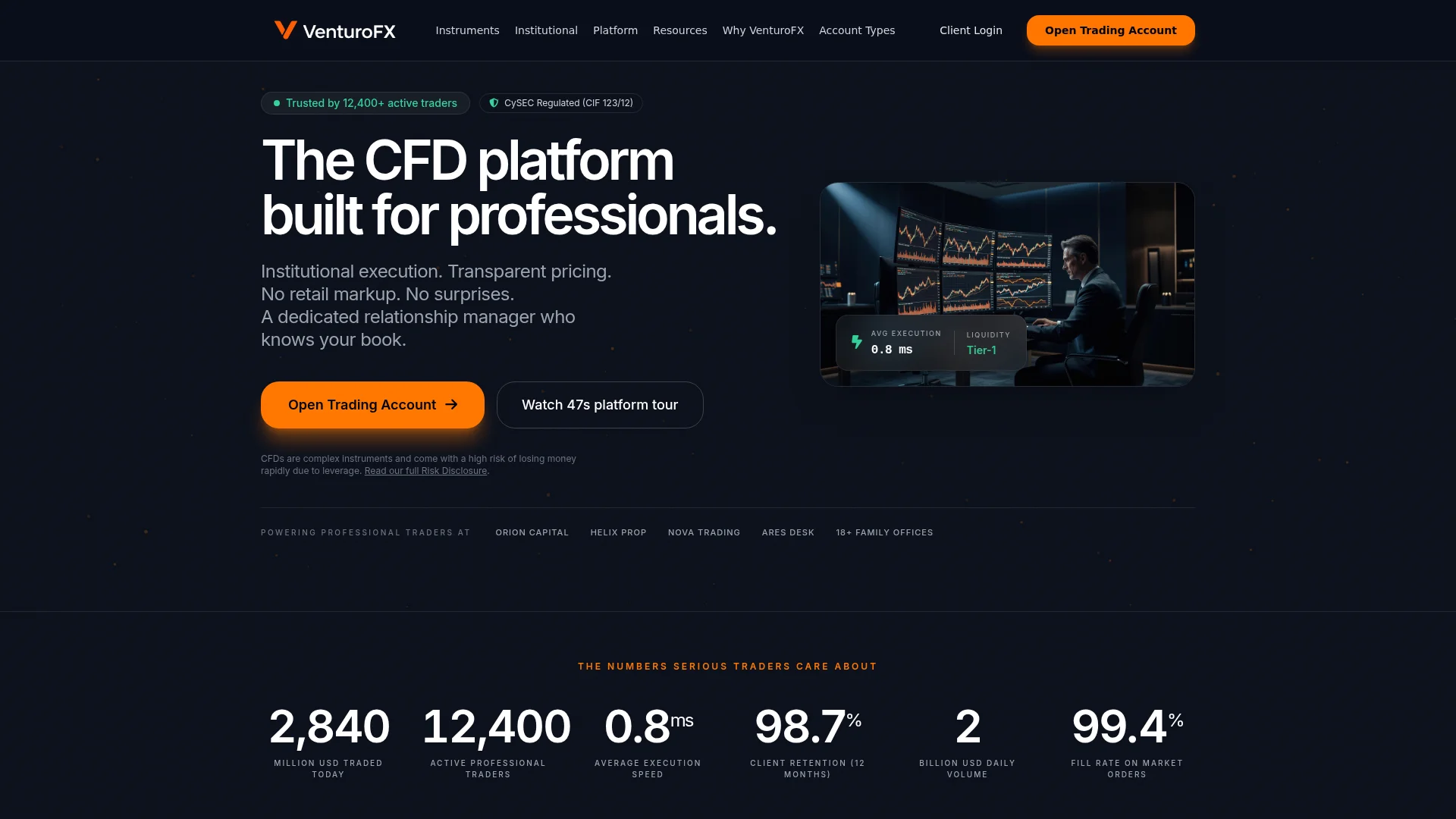 Capture d'écran de la page d'accueil de venturofx.com le 4 septembre 2026