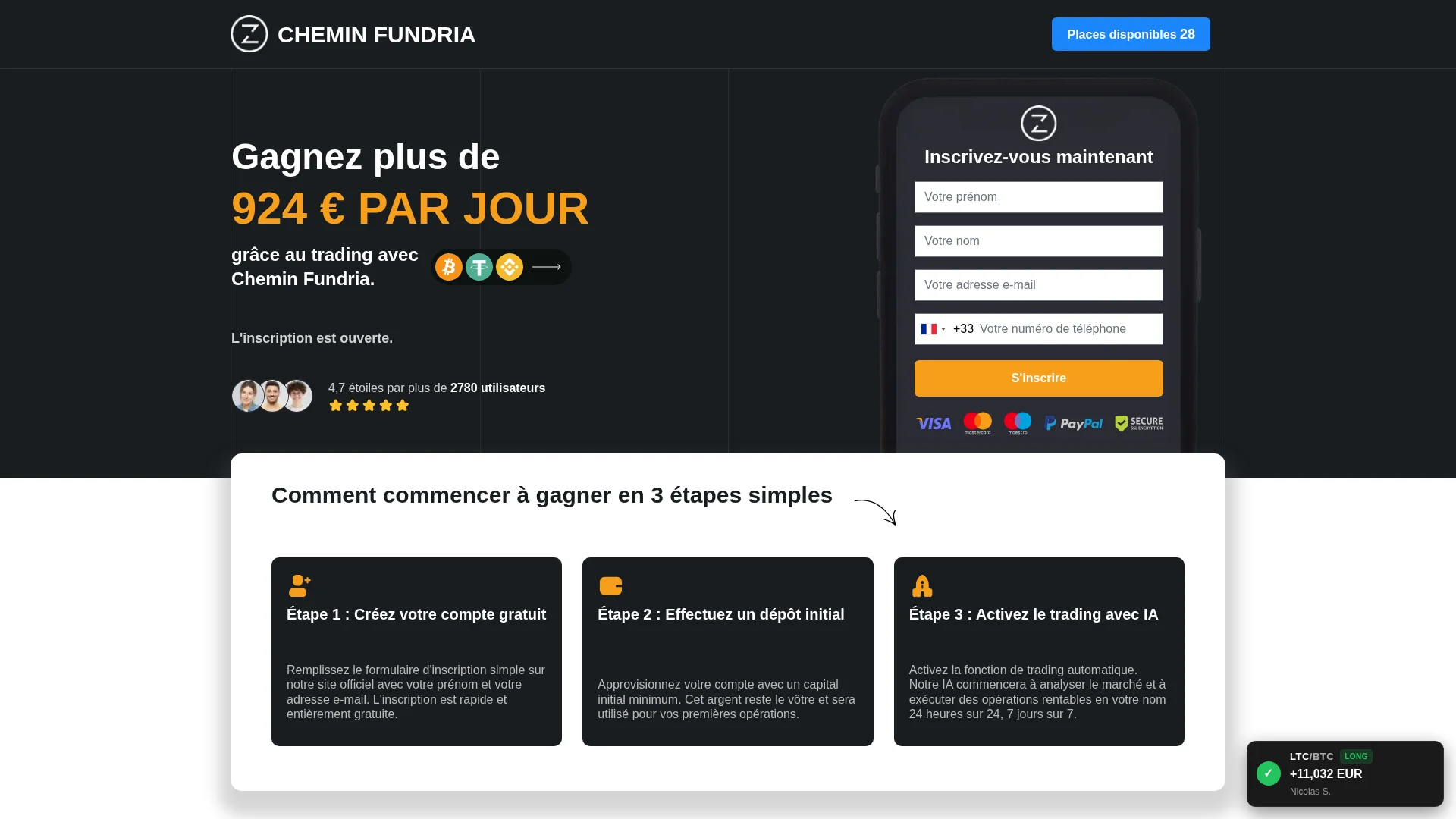 Page servie par cheminfundria-ai.com lors de notre vérification du 18 septembre 2026