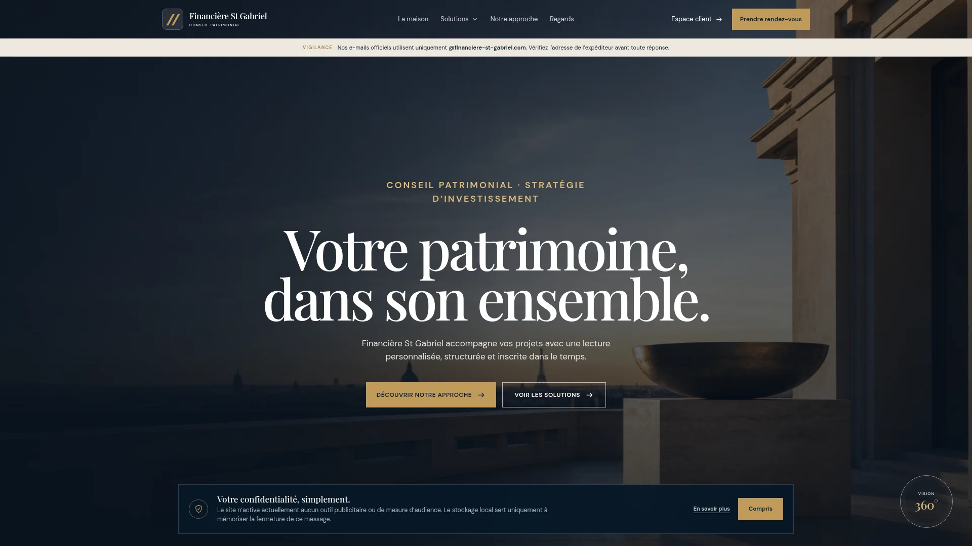 Capture de la vitrine servie par financiere-st-gabriel.com le 14 septembre 2026