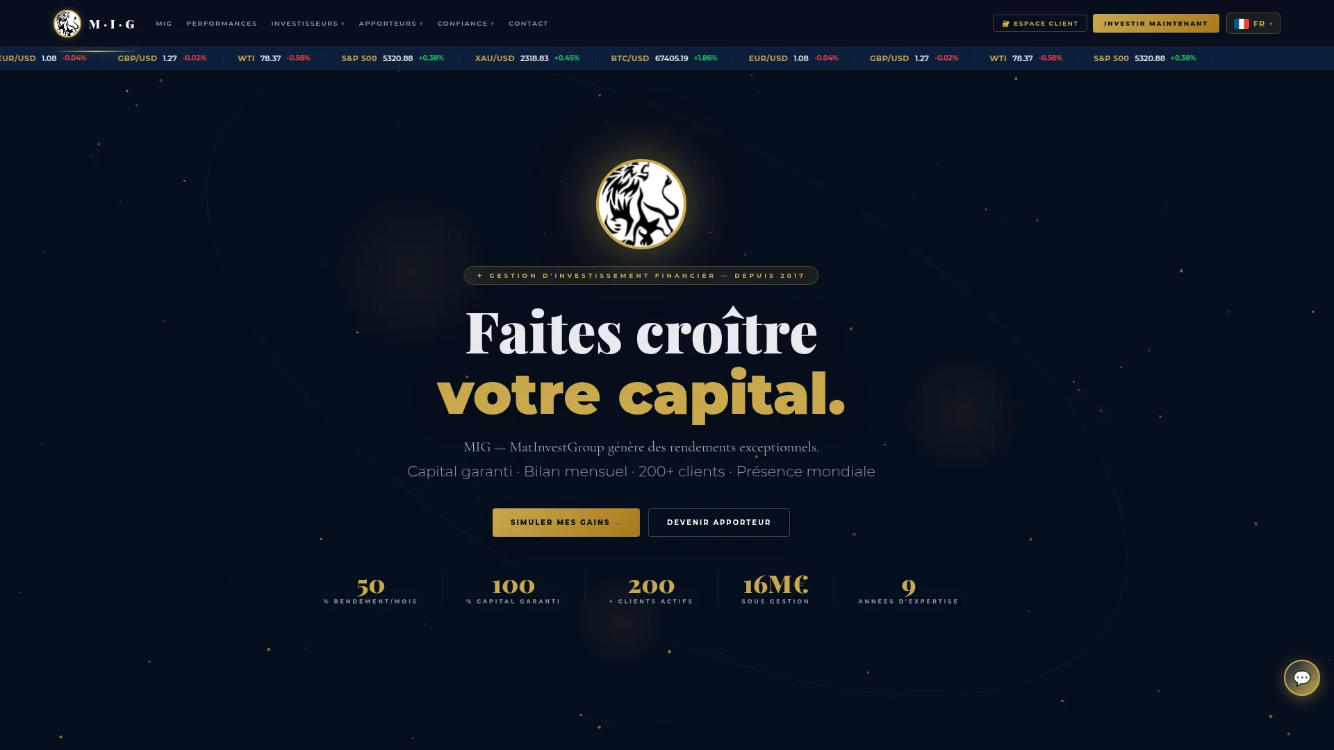 Capture de la vitrine servie par matinvestgroup.com le 28 septembre 2026