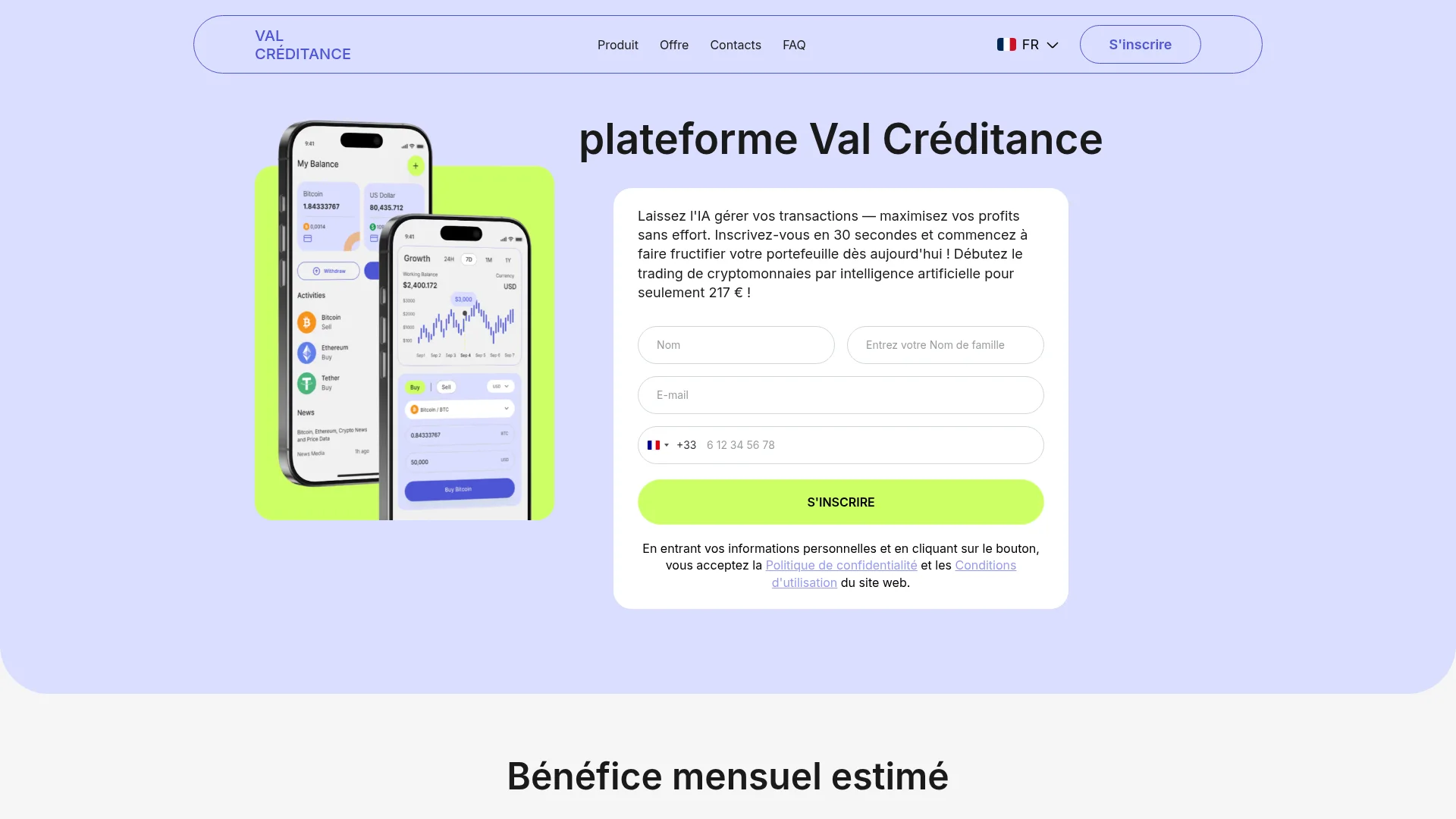 Capture de la vitrine servie par valcreditance.com le 16 septembre 2026