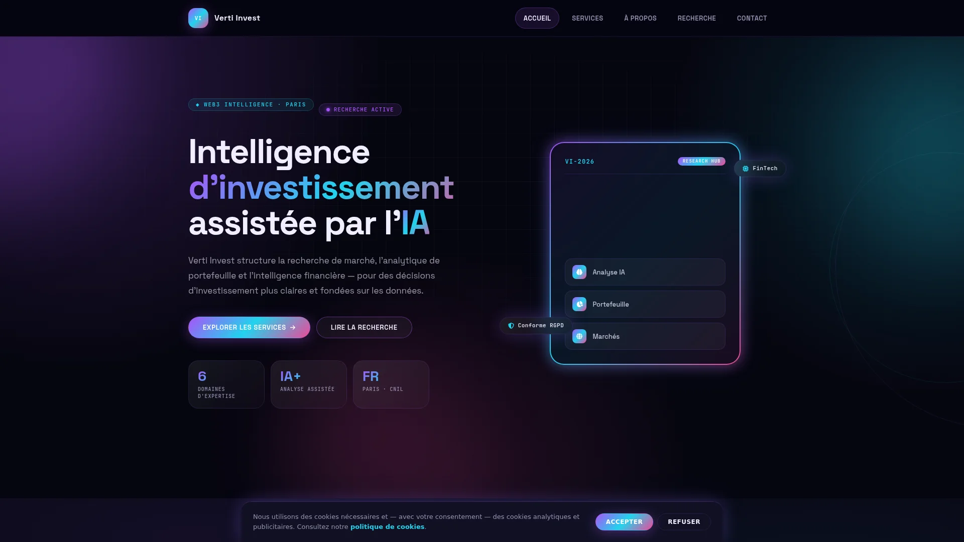 Capture de la vitrine servie par verti-invest.com le 22 septembre 2026