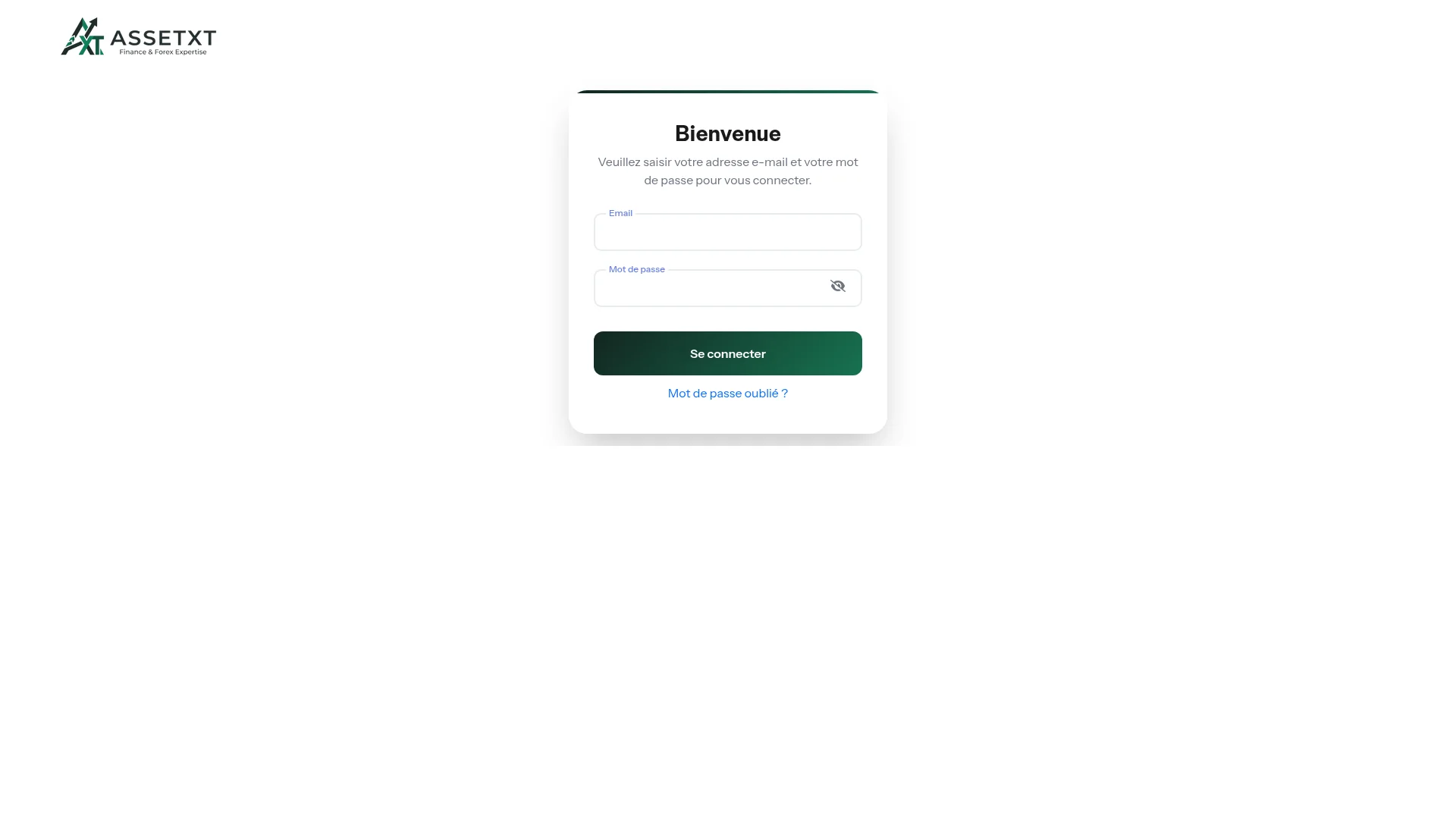 Écran de connexion servi par assetxt.io le 29 octobre 2026