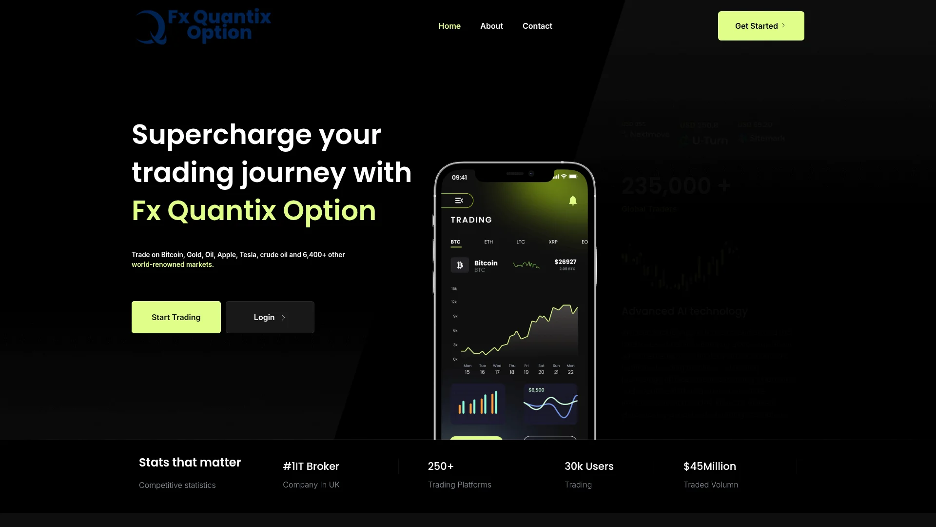 Capture de la vitrine servie par fxquantixoption.com le 19 octobre 2026