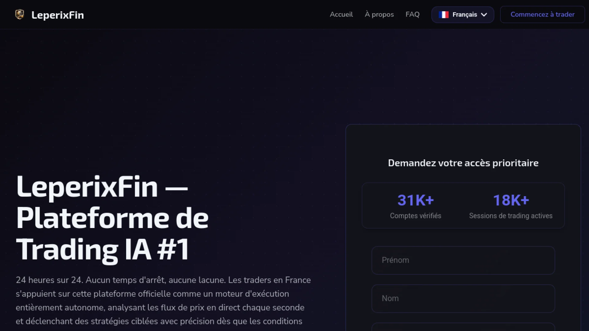 Capture de la page d'accueil servie par leperixfin.net le 27 octobre 2026