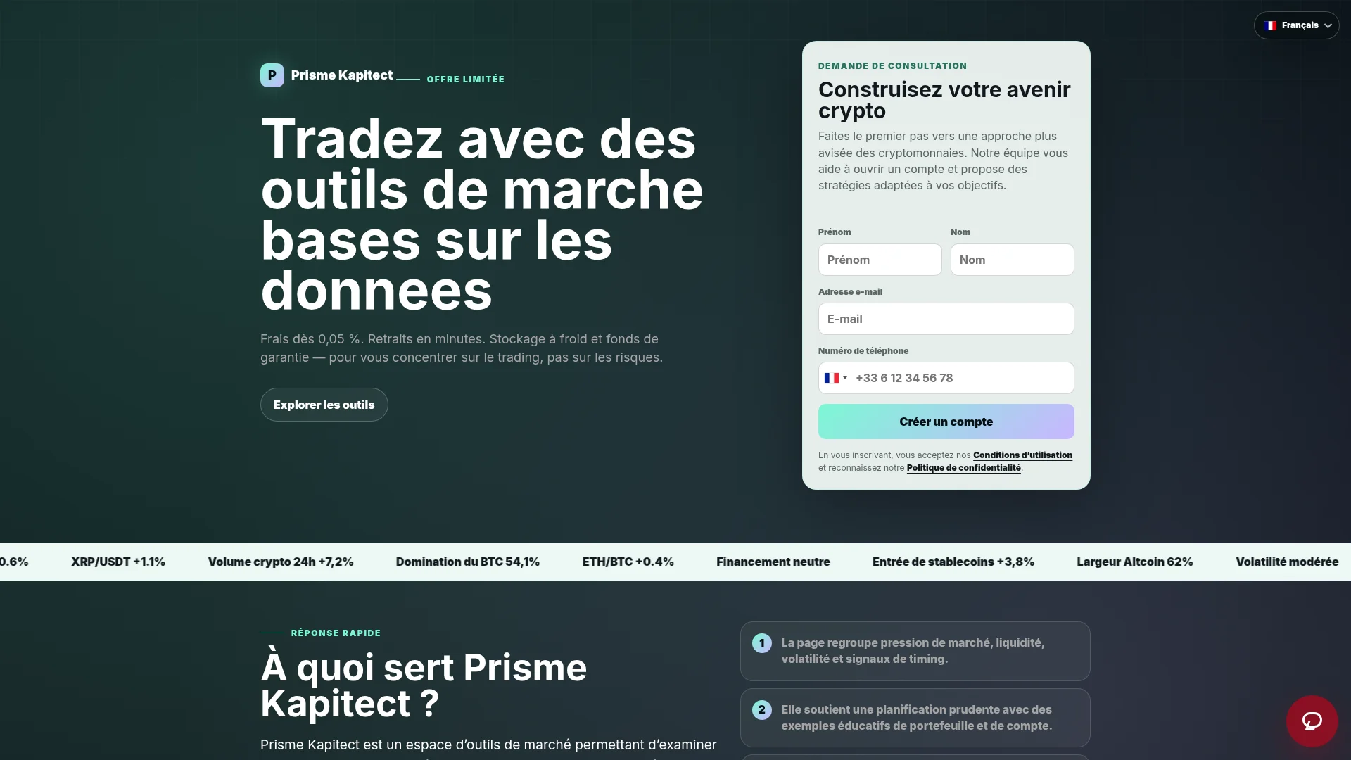 Capture de la vitrine servie par prisme-kapitect.net le 5 octobre 2026