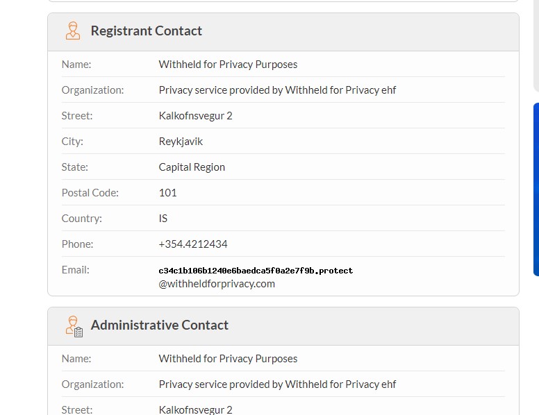Verdisparsecuritiesas.com a un WHOIS qui est anonyme.