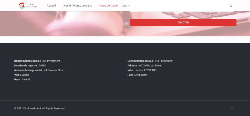Dcf-investment.com soutient que DCF Investment se trouve au Royaume-Uni. Un mensonge.